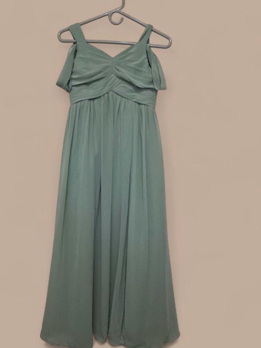 Azazie Sage Green Off-Shoulder Maxi Dress - Picture 3 of 7